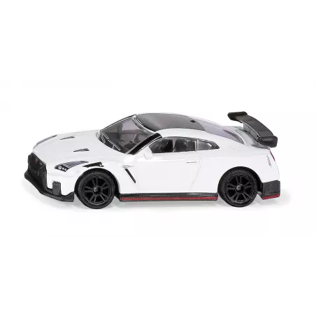 Coche de juguete Nissan GT-R Nismo en miniatura de metal y plástico resistente.
