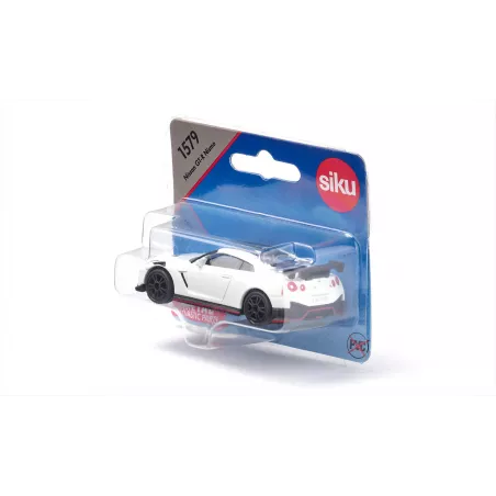 Coche de juguete Nissan GT-R Nismo en miniatura de metal y plástico resistente.