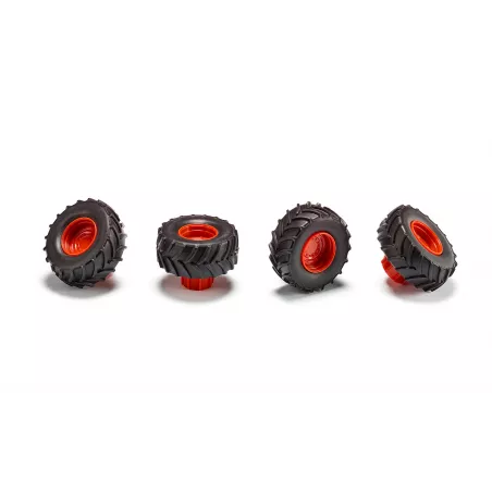 Ruedas adicionales de metal y plástico para tractor de juguete Claas Xerion a escala 1:32.