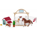 Set Schleich Horse Club de caballos invitados de Hannah, yegua Appaloosa, potrillo y perra Ruby con accesorios