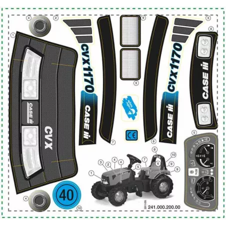 Set de pegatinas de repuesto Rolly Toys para tractor infantil Case CVX 1170