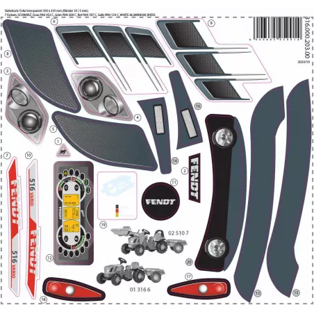 Set de adhesivos oficiales para tractor de juguete rollyKid Fendt