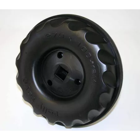 Rueda trasera de repuesto 270x100 con goma para tractor de pedales Rolly Toys y eje de 12mm