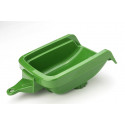 Remolque cuenco rollyKid verde de juguete para tractor infantil, ideal para cargar arena y jugar en el jardín.