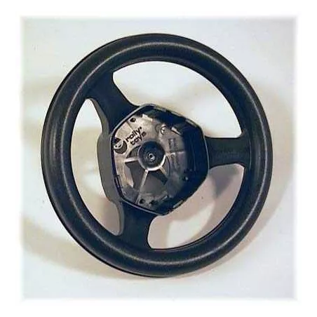 Volante sonoro negro Rolly Toys para tractor de pedales infantil con botones de efectos de sonido.
