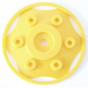 Tapacubos pequeño amarillo para ruedas de tractores de juguete Rolly Toys.