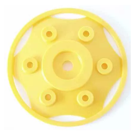 Tapacubos pequeño amarillo para ruedas de tractores de juguete Rolly Toys.