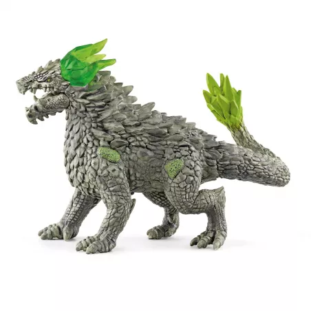 Dragón de piedra de Schleich con piel acorazada y cristales verdes, figura de juguete coleccionable de Eldrador.