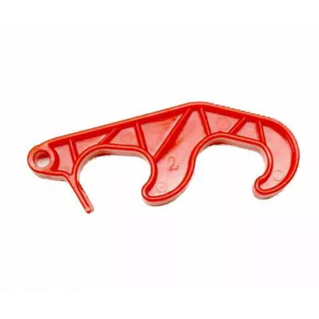 Gancho doble rojo de repuesto para remolques de juguete Rolly Toys, fabricado en plástico resistente.