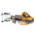 Camión de juguete Mercedes Benz Sprinter municipal BRUDER escala 1:16 con conductor y accesorios de obras públicas