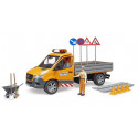 Camión de juguete Mercedes Benz Sprinter municipal BRUDER escala 1:16 con conductor y accesorios de obras públicas
