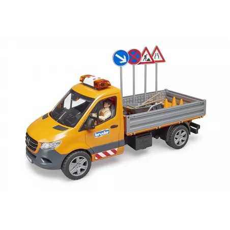 Camión de juguete Mercedes Benz Sprinter municipal BRUDER escala 1:16 con conductor y accesorios de obras públicas