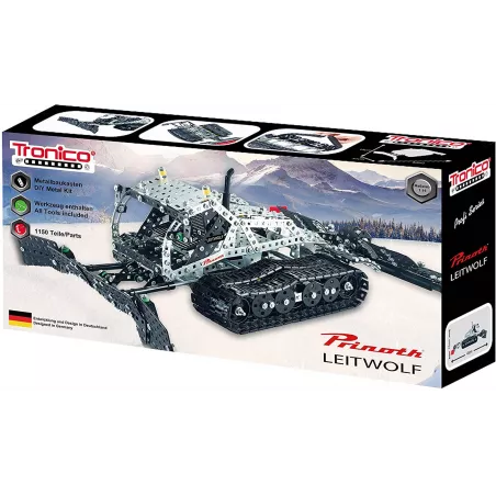 Maqueta metálica detallada del pisanieves Prinoth Leitwolf a escala 1:16 para coleccionistas de modelismo.