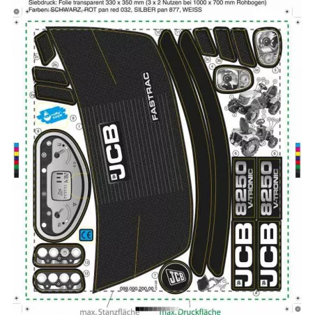 Set de adhesivos oficiales Rolly Toys para tractor de juguete JCB 8250