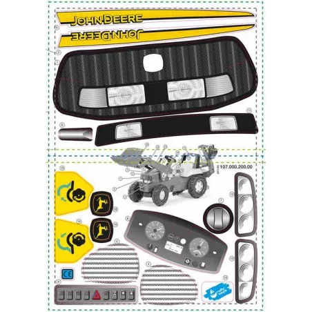 Set de pegatinas originales para tractor de juguete Rolly Junior John Deere
