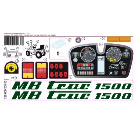Adhesivo original MB Trac 1500 de Rolly Toys para tractor de juguete a pedales.
