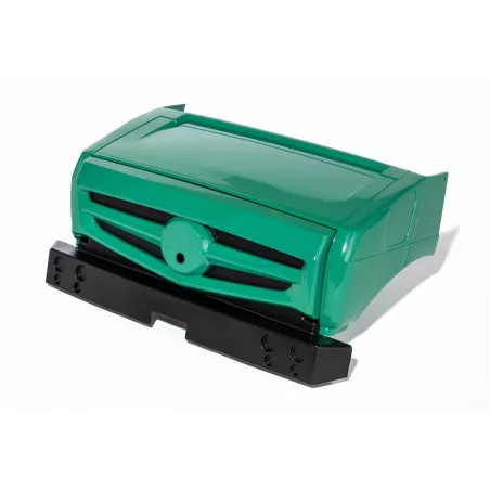 Capó premontado verde savia de plástico resistente para tractor de juguete.