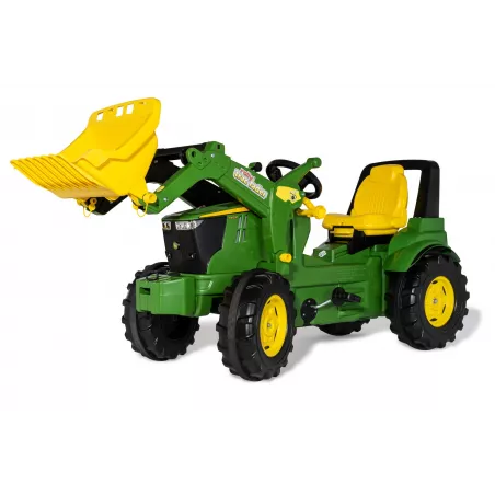 Tractor de pedales John Deere 7310R de Rolly Toys con cargador frontal para niños de 3 a 8 años.