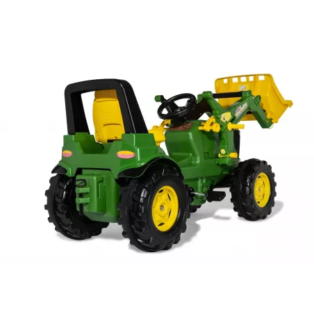 Tractor de pedales John Deere 7310R de Rolly Toys con cargador frontal para niños de 3 a 8 años.