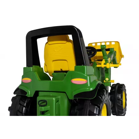 Tractor de pedales John Deere 7310R de Rolly Toys con cargador frontal para niños de 3 a 8 años.