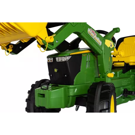Tractor de pedales John Deere 7310R de Rolly Toys con cargador frontal para niños de 3 a 8 años.