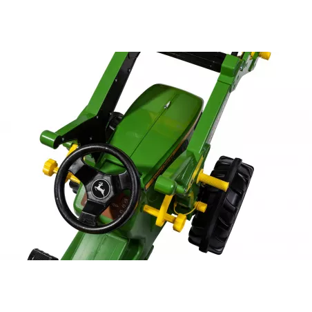 Tractor de pedales John Deere 7310R de Rolly Toys con cargador frontal para niños de 3 a 8 años.