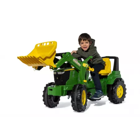 Tractor de pedales John Deere 7310R de Rolly Toys con cargador frontal para niños de 3 a 8 años.