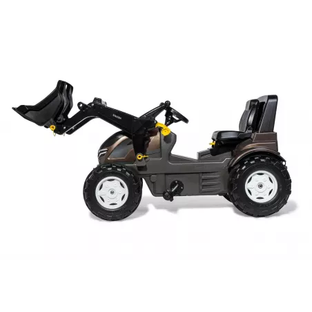 Tractor a pedales RollyFarmtrac Premium II Valtra con pala frontal para niños de 3 a 8 años.