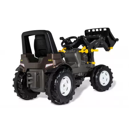Tractor a pedales RollyFarmtrac Premium II Valtra con pala frontal para niños de 3 a 8 años.