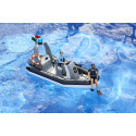 Bote de policía de juguete BRUDER escala 1:16 con figuras de policía, buceador bworld y accesorios.