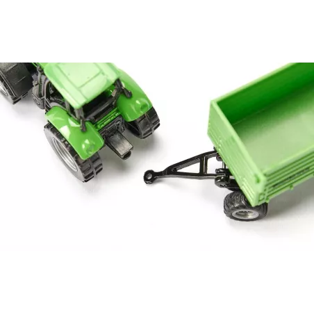 Tractor de juguete Deutz-Fahr verde con remolque basculante Fortuna de SIKU