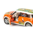 Coche de juguete MINI Countryman de Siku personalizable con pegatinas de verano y puertas practicables.