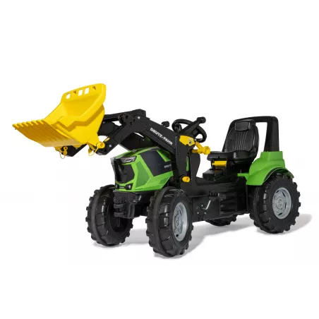 Tractor a pedales Rolly Farmtrac Premium II Deutz 8280 TTV con cargador frontal para niños de 3 a 8 años.