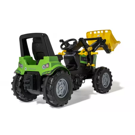 Tractor a pedales Rolly Farmtrac Premium II Deutz 8280 TTV con cargador frontal para niños de 3 a 8 años.