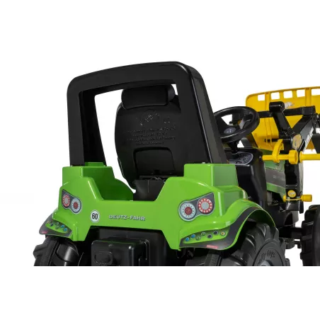 Tractor a pedales Rolly Farmtrac Premium II Deutz 8280 TTV con cargador frontal para niños de 3 a 8 años.