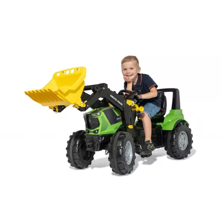 Tractor a pedales Rolly Farmtrac Premium II Deutz 8280 TTV con cargador frontal para niños de 3 a 8 años.