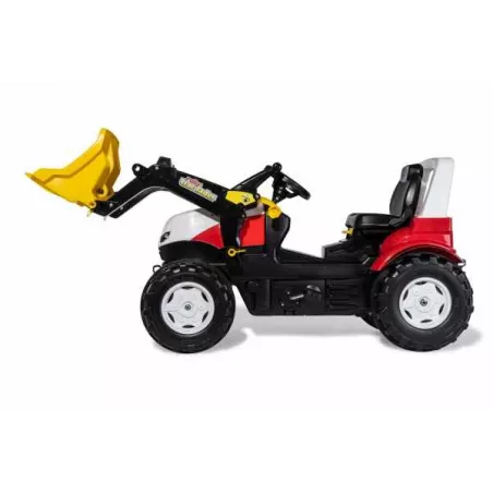 Tractor a pedales Steyr 6300 Terrus CVT con pala frontal de juguete para niños.