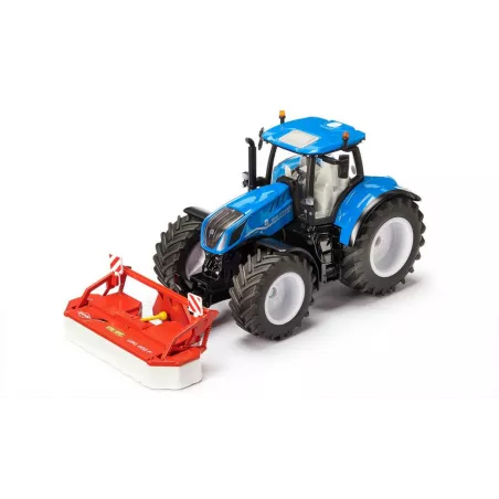 Tractor de juguete New Holland T7.315 HD de Siku a escala 1:32 en metal azul con cabina desmontable.