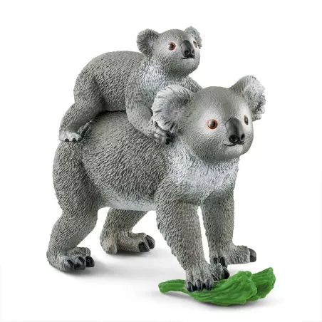 Set de figuras de koala con cría de Schleich, juguete educativo realista de animales salvajes.