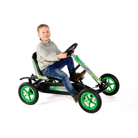Kart a pedales Dino-Cars Speedy BF1 negro y verde para niños de 3 a 12 años con chasis metálico resistente