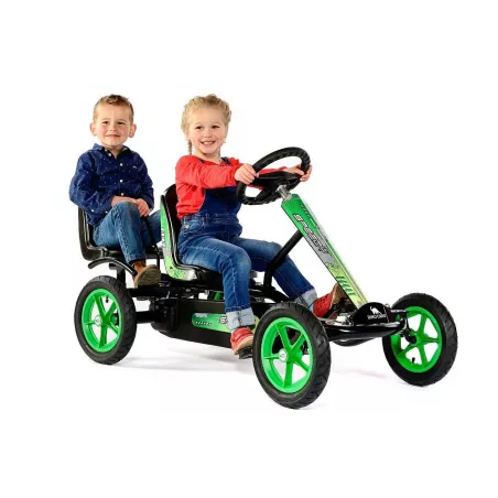 Kart a pedales Dino-Cars Speedy BF1 negro y verde para niños de 3 a 12 años con chasis metálico resistente