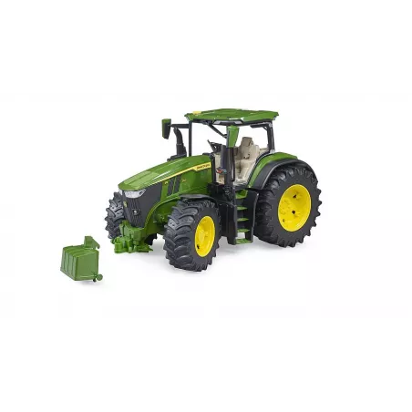 Tractor de juguete John Deere 7R 350 de Bruder con detalles realistas y puertas operables.