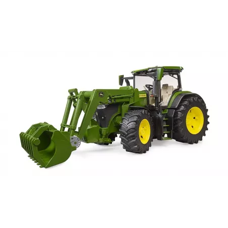 Tractor de juguete John Deere 7R 350 a escala 1:16 con cargador frontal funcional Bruder.