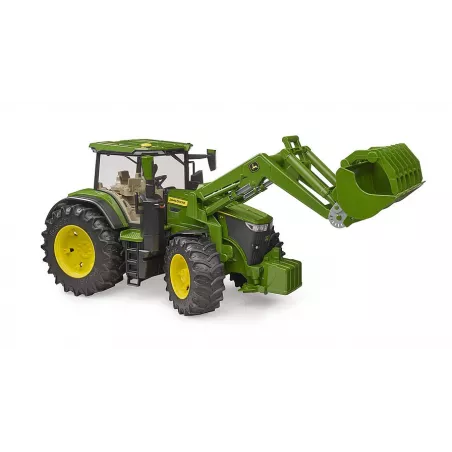 Tractor de juguete John Deere 7R 350 a escala 1:16 con cargador frontal funcional Bruder.
