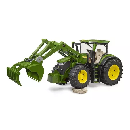 Tractor de juguete John Deere 7R 350 a escala 1:16 con cargador frontal funcional Bruder.