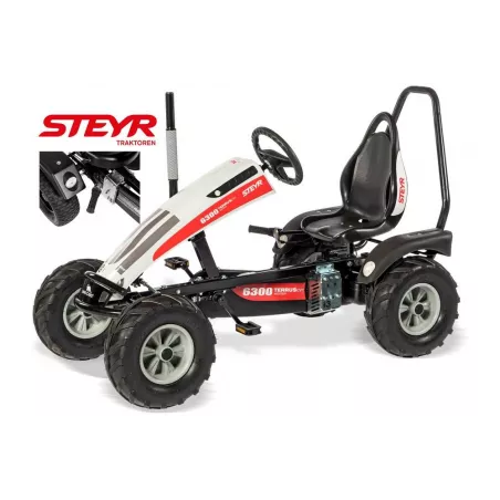Kart de pedales Track Steyr con barra antivuelco de seguridad y estructura metálica para niños.
