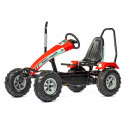 Tractor de pedales Massey Ferguson con barra antivuelco y estructura metálica para niños.