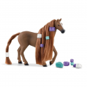 Yegua purasangre inglesa Beauty Horse de Schleich con melena larga para peinar y accesorios de juguete.