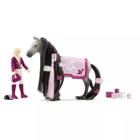 Set de iniciación Sofia y Dusty con figura articulada, yegua Trakehner y accesorios de peinado.