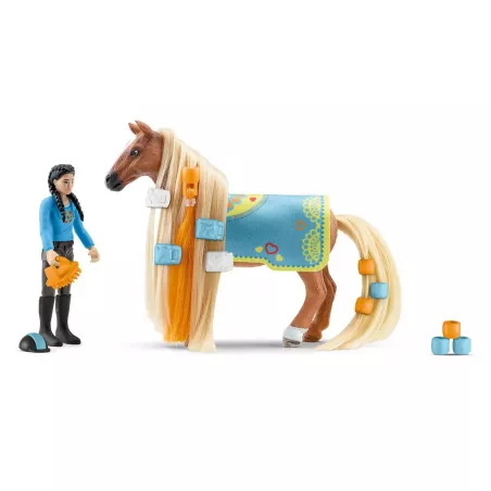 Set Kim y Caramelo Horse Club Sofia's Beauties con figura articulada, yegua Criolla y accesorios de peluquería.